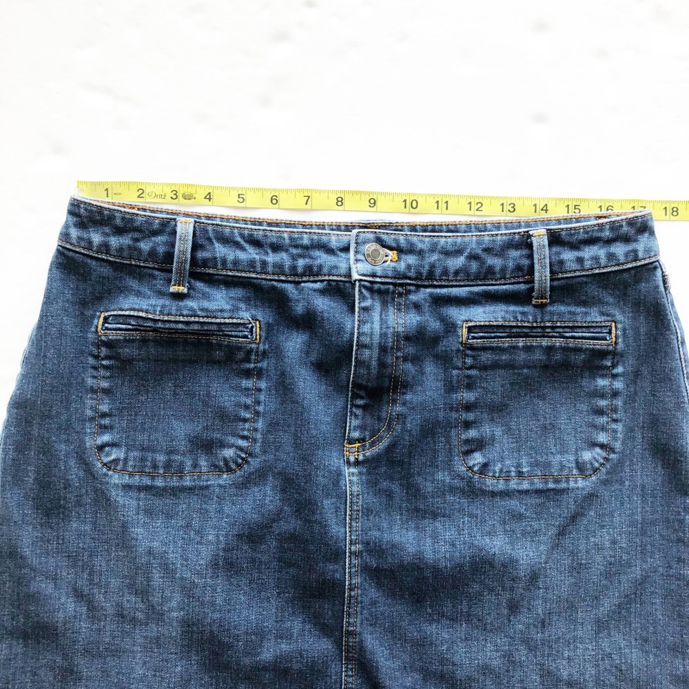 Talbots Skirt Womens 14 Petite Dark Wash Denim Mini Patch Pocket - Picture 6 of 7